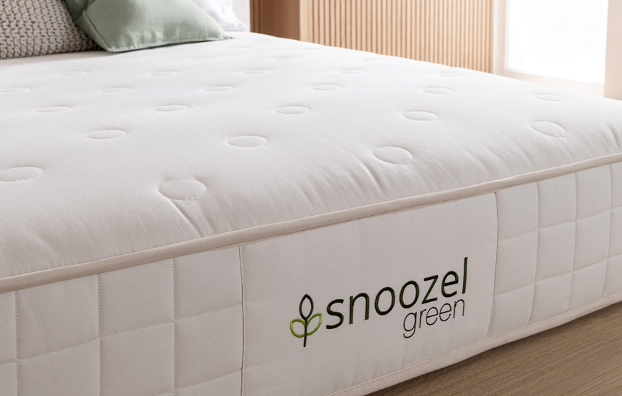 snoozel green organic mattress close up